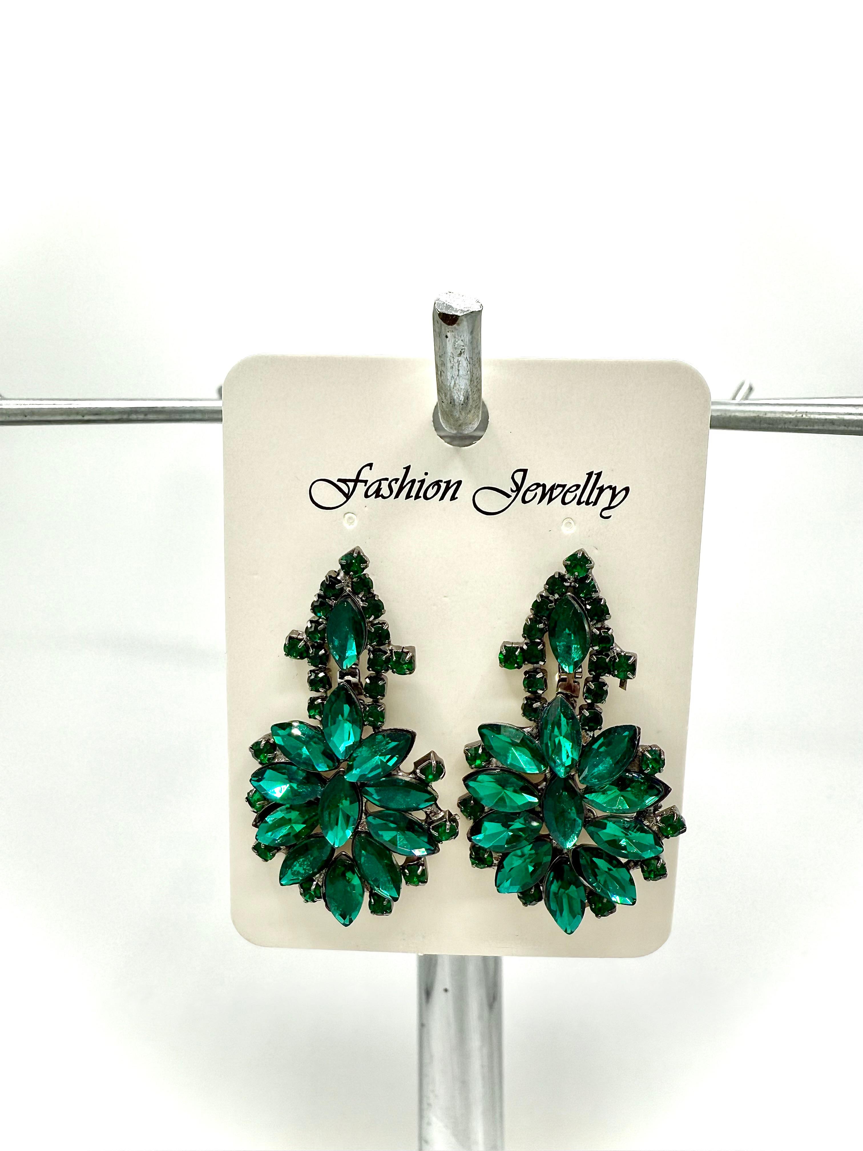Crystal Dangle Flower Earrings - 2