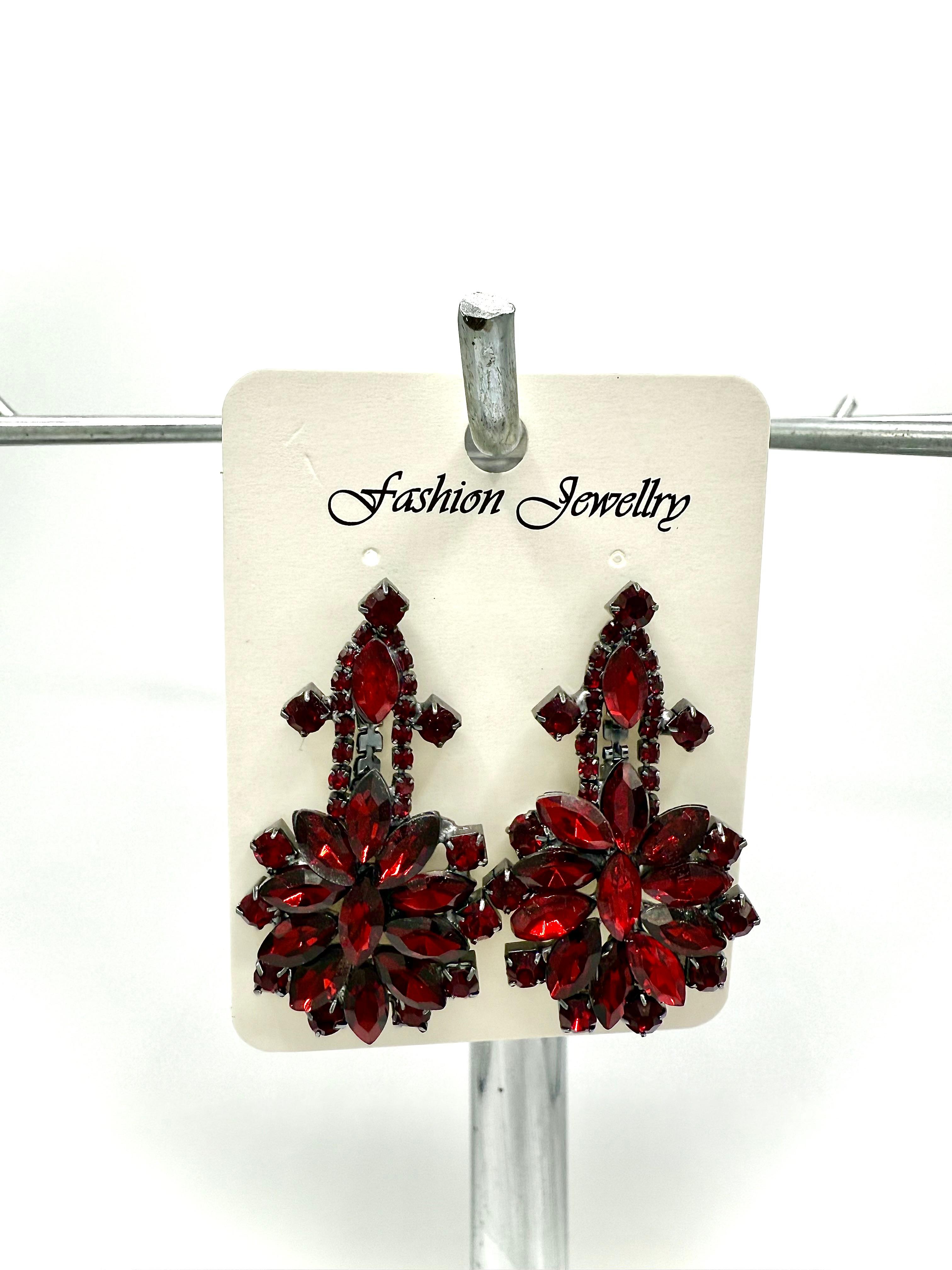 Crystal Dangle Flower Earrings - 4